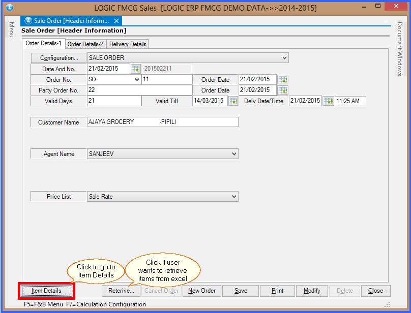 fmcg sale order header